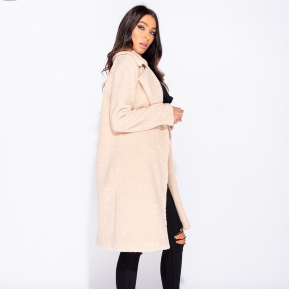 Style Goalz Beige Oversized Teddy Duster Jacket - Picture 2 of 8